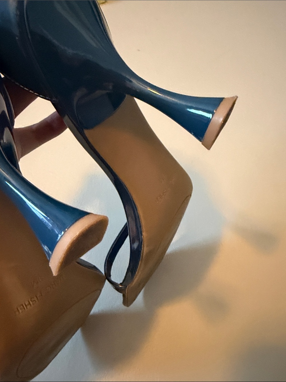 Marc Fisher Navy Patent Ankle-Strap Heels - Picture 8 of 9